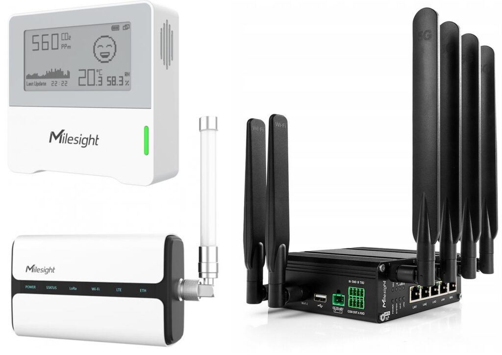 Milesight LoRaWAN anturit, yhdyskäytävät, gatewayt, 4G reitittimet ja 5G reitittimet.